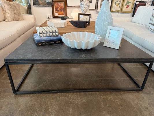 RH Stone Top Metal Base Coffee Table 30 x 48