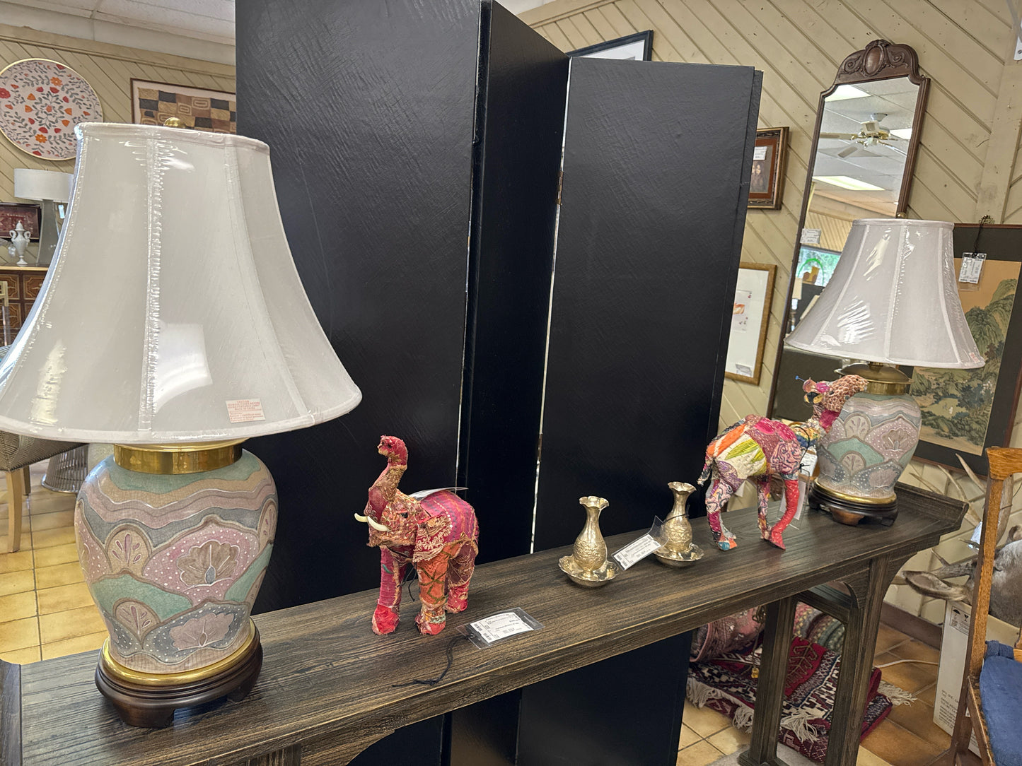PAIR of Frederick Cooper Chinoiserie Lamps with New Shades