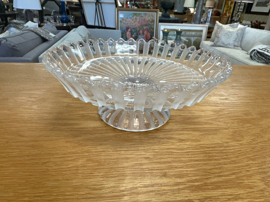 Baccarat Crystal Satin and Clear Ridged Footed Compote (signed)