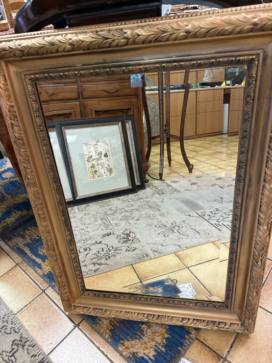 Beveled Mirror with Gold Leaf Trim, 24" x 32"