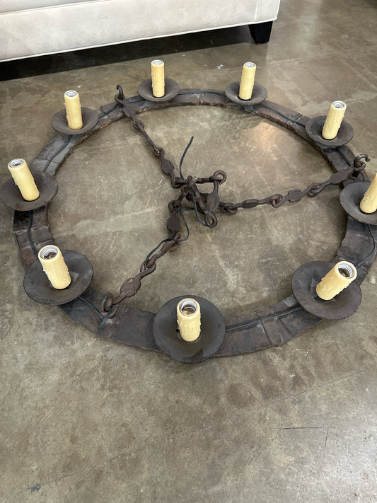 Spanish Revival Iron 8 Light Chandelier Large - Ceiling Mount