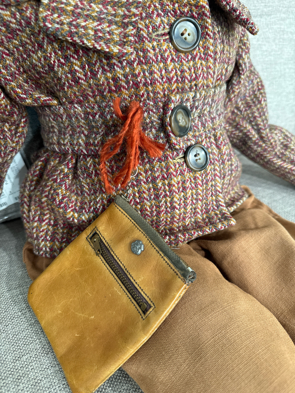 Vintage Handsome Rabbit with Leather Satchel, Hand Made in England