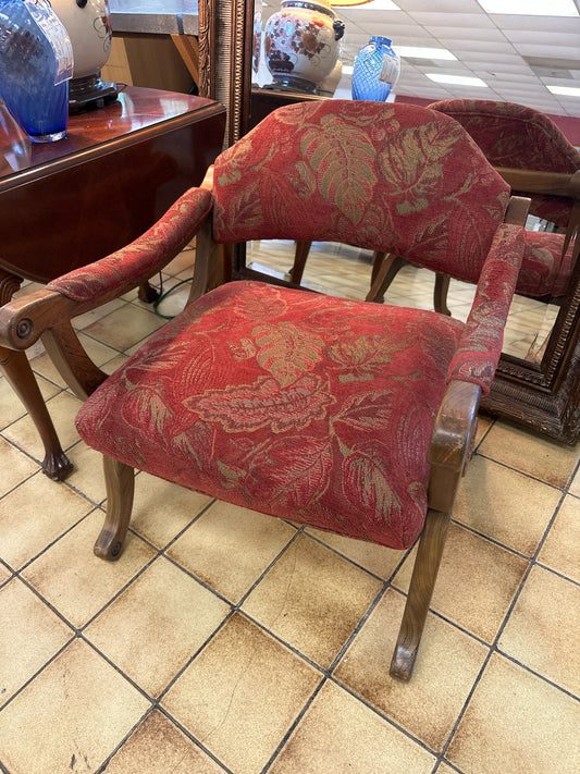 Mi Casa Wood/Upholstered Red/Green Leaf Arm Chair