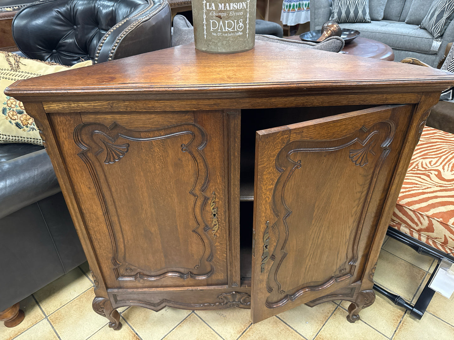 Antique Oak Corner Cabinet