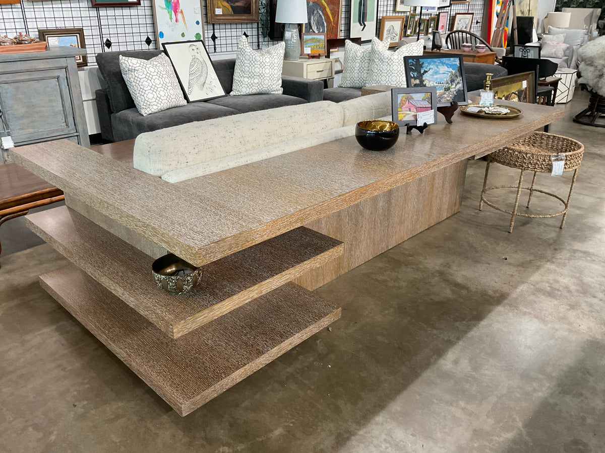 Custom Sofa w/ Integrated Shelves/Desk 96W x 69"D, Rosemary Hallegarten Uph