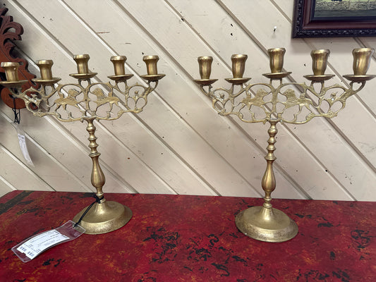 PAIR Brass Candelabras -10 Candles