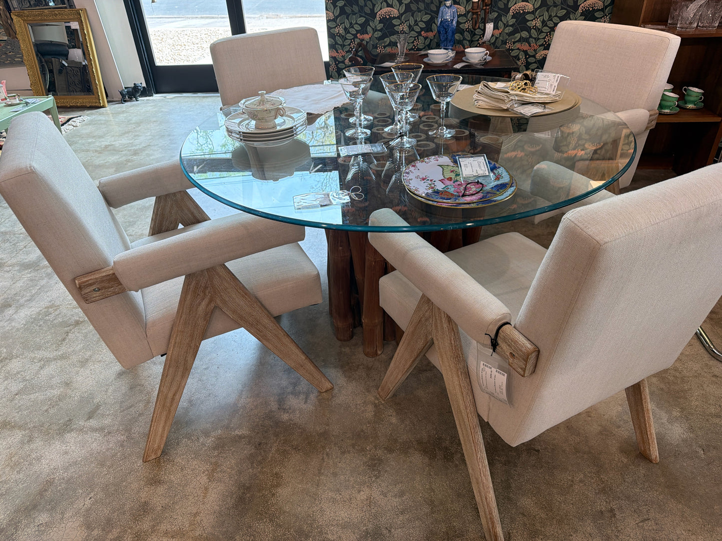SET of 4 Bracen Linen Arm Chairs