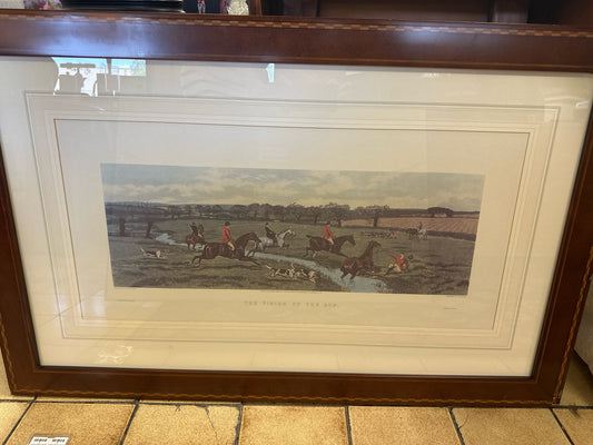 "The Finish of the Run" Polo Scene in Wood Frame 43 x 27