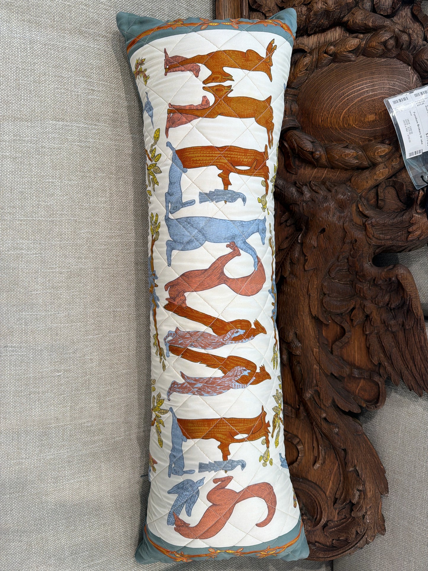 Hermes Quilted Custom Bolster Pillow