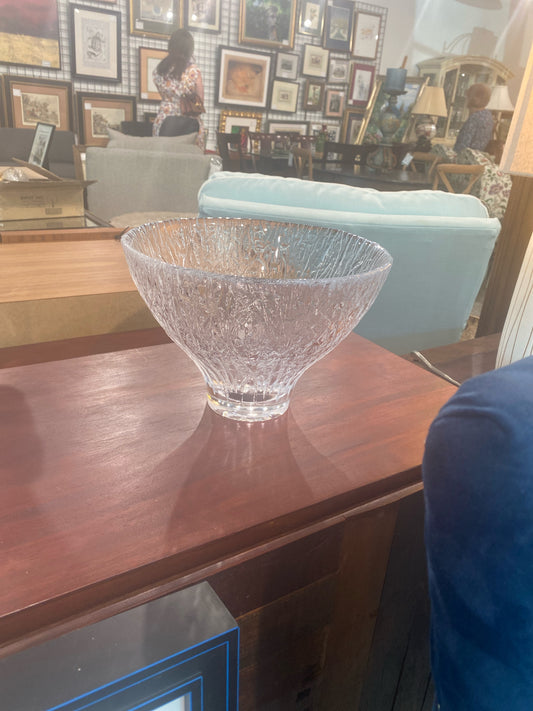 Simon Pearce  Medium Glass Bowl W/ Grasses Relief