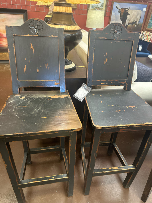 PAIR Black Painted Barstools