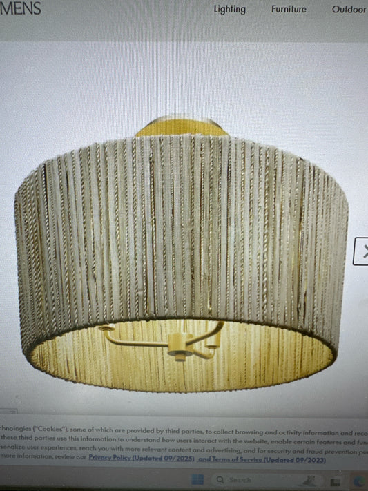 NIB Jacob's Ladder 3 Light Semi Flush French Gold Light Fixture