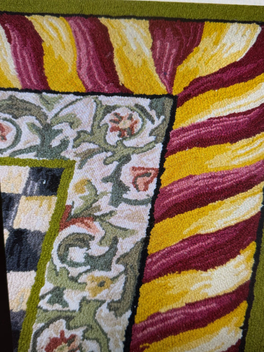 MacKenzie-Childs Courtly Check Red/Gold Wool Runner, 2'6" x 8'