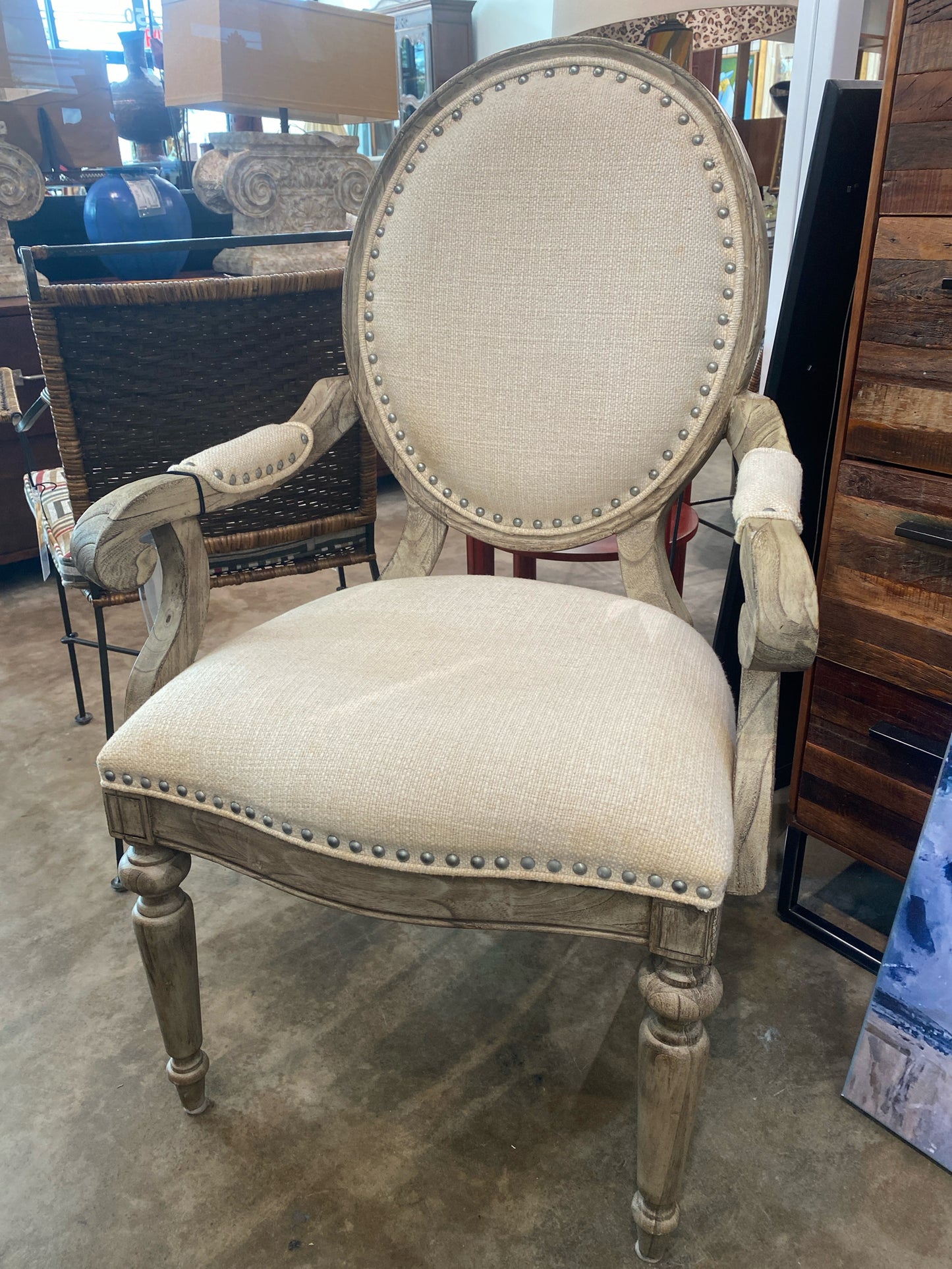 Lexington French Style Side Arm Chair w/ Cream Upholstery