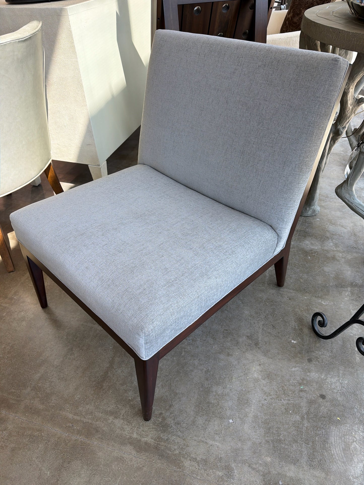 Etan Allen "River Side" Occasional Chair Grey/Dark Wood