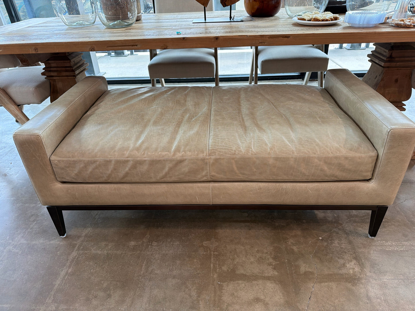 Tan Leather Bench 57 x 28