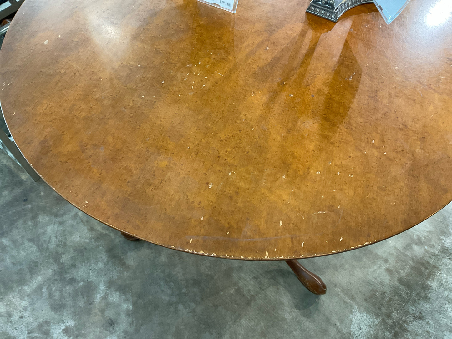 Antique Queen Anne Style Wooden Side Table - 30"D X 26 1/2H