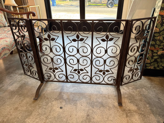 indoor-Outdoor Iron Fireplace Screen with Sides