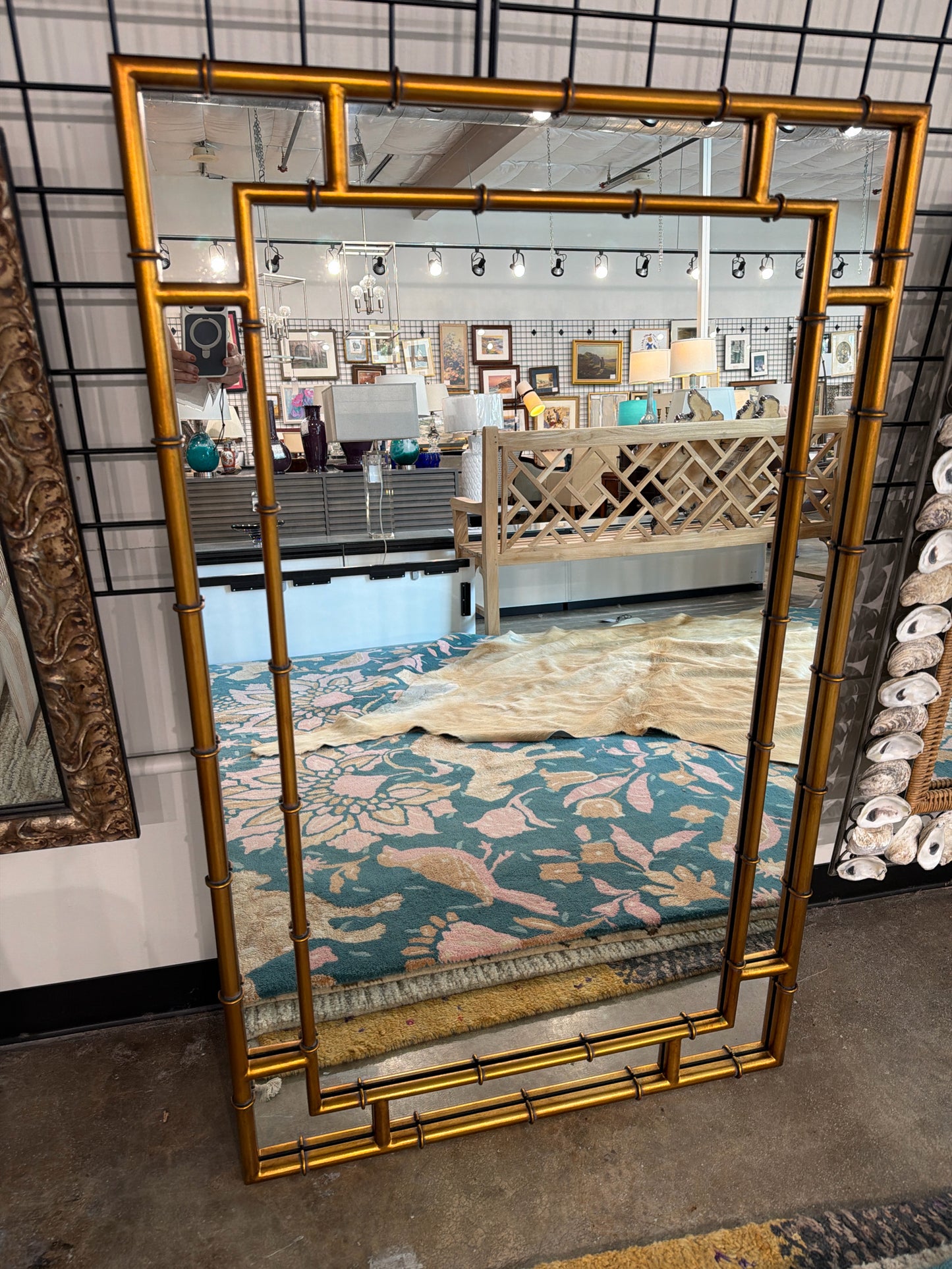 Gold Faux Bamboo Mirror 48 x 30