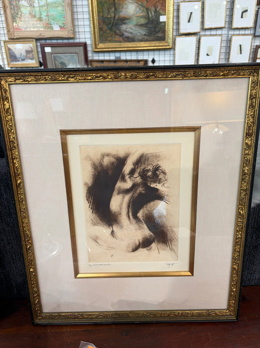 "Study From Life" #2 in Black/Gold Frame 16.5 x 19