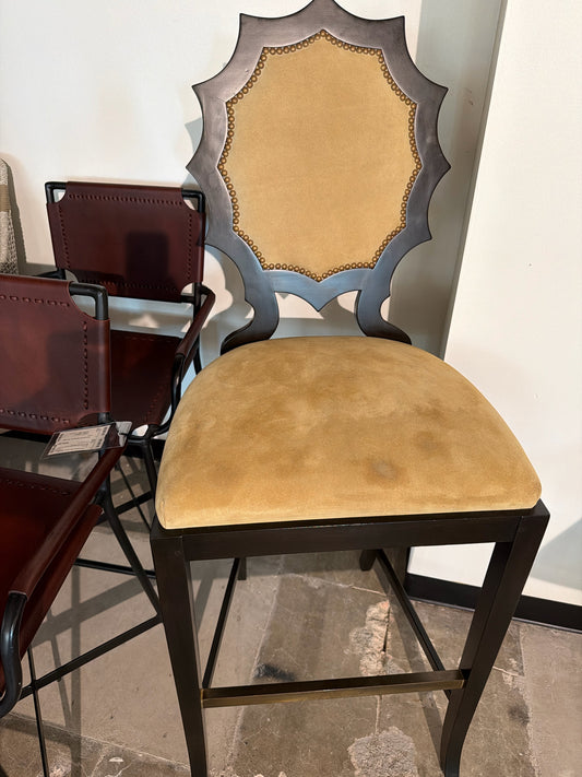 COM William Switzer Galaxy Bar Stool- Suede/Beechwood (Single-stained)