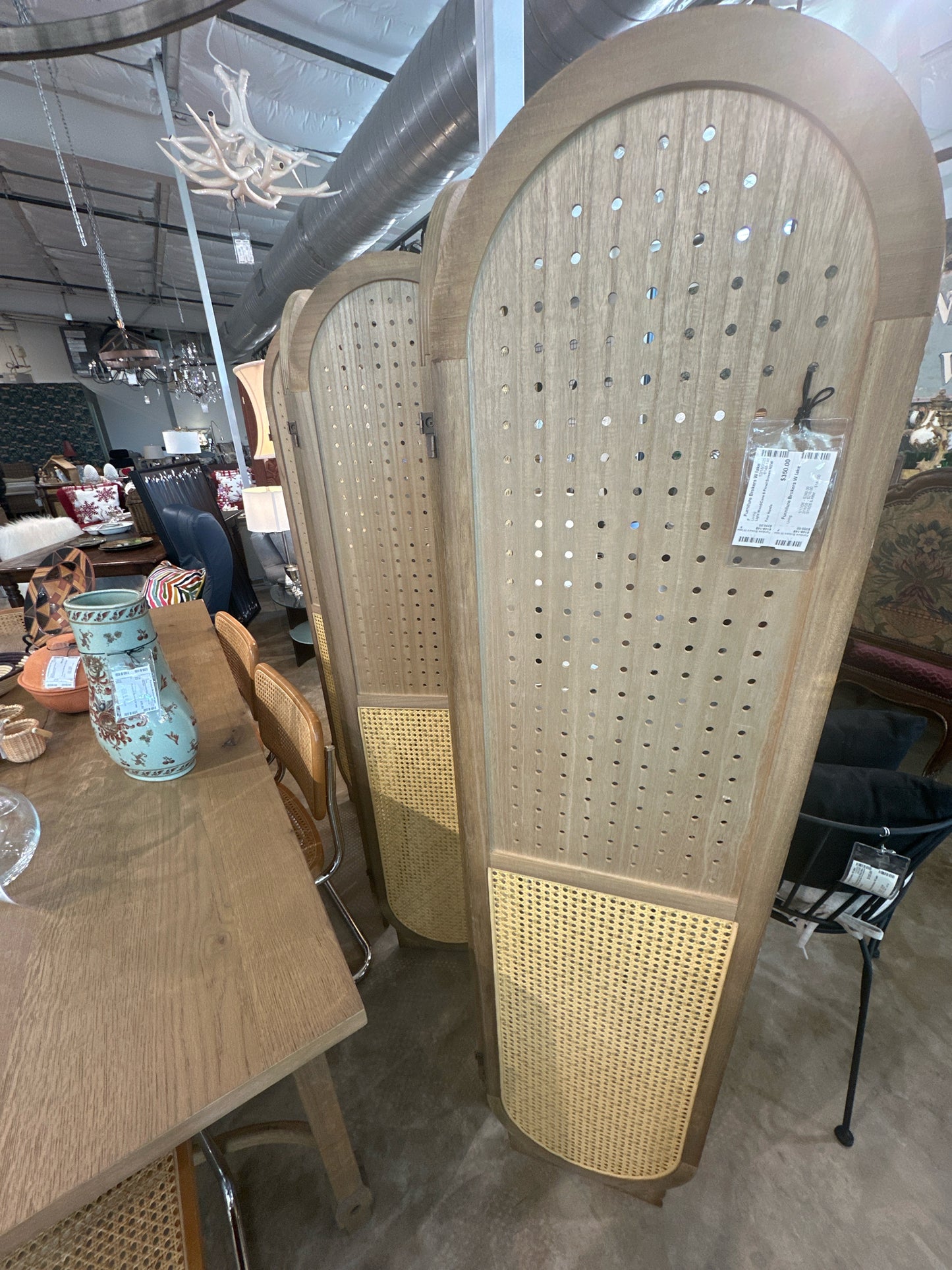 Light Wood/Cane 6 Panel Screen NEW