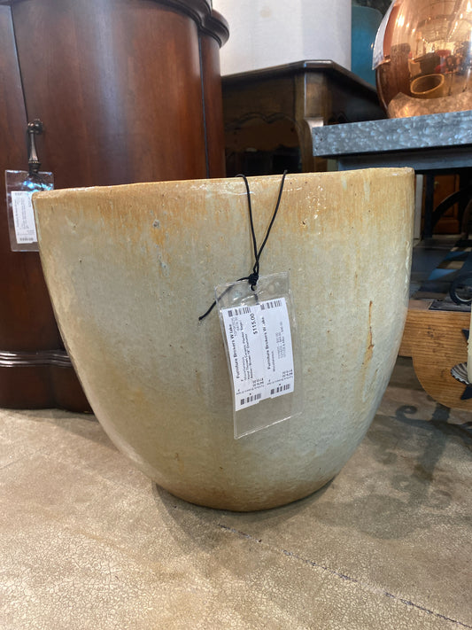 Hand Thrown Ceramic Planter  Sage / Amber / Brown 18" Diameter