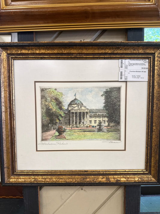 Vintage Aquis Mattiacis Buliding - Kurhaus Wiesdaden Germany Print (16"x 17")