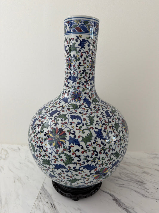 Chinoiserie Decorative Vase (21" H x 13"W)
