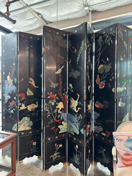 Vintage Asian 8 Panel/ 2-Sided /12' Screen