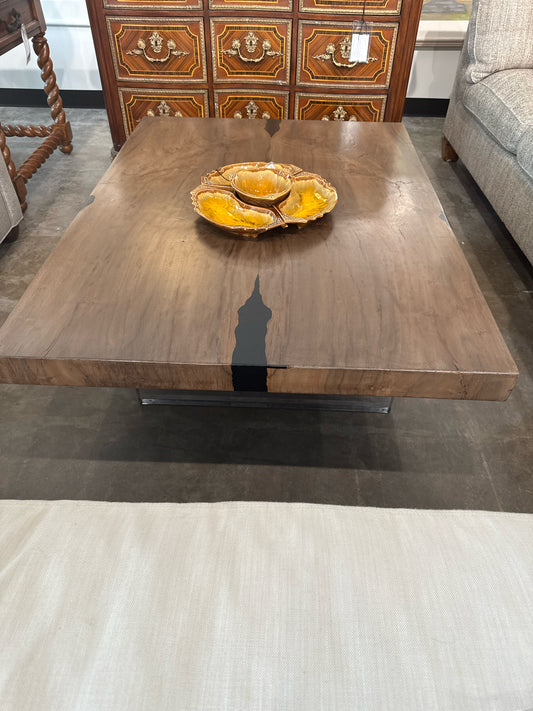 Wood Waterfall Acrylic Leg Coffee Table