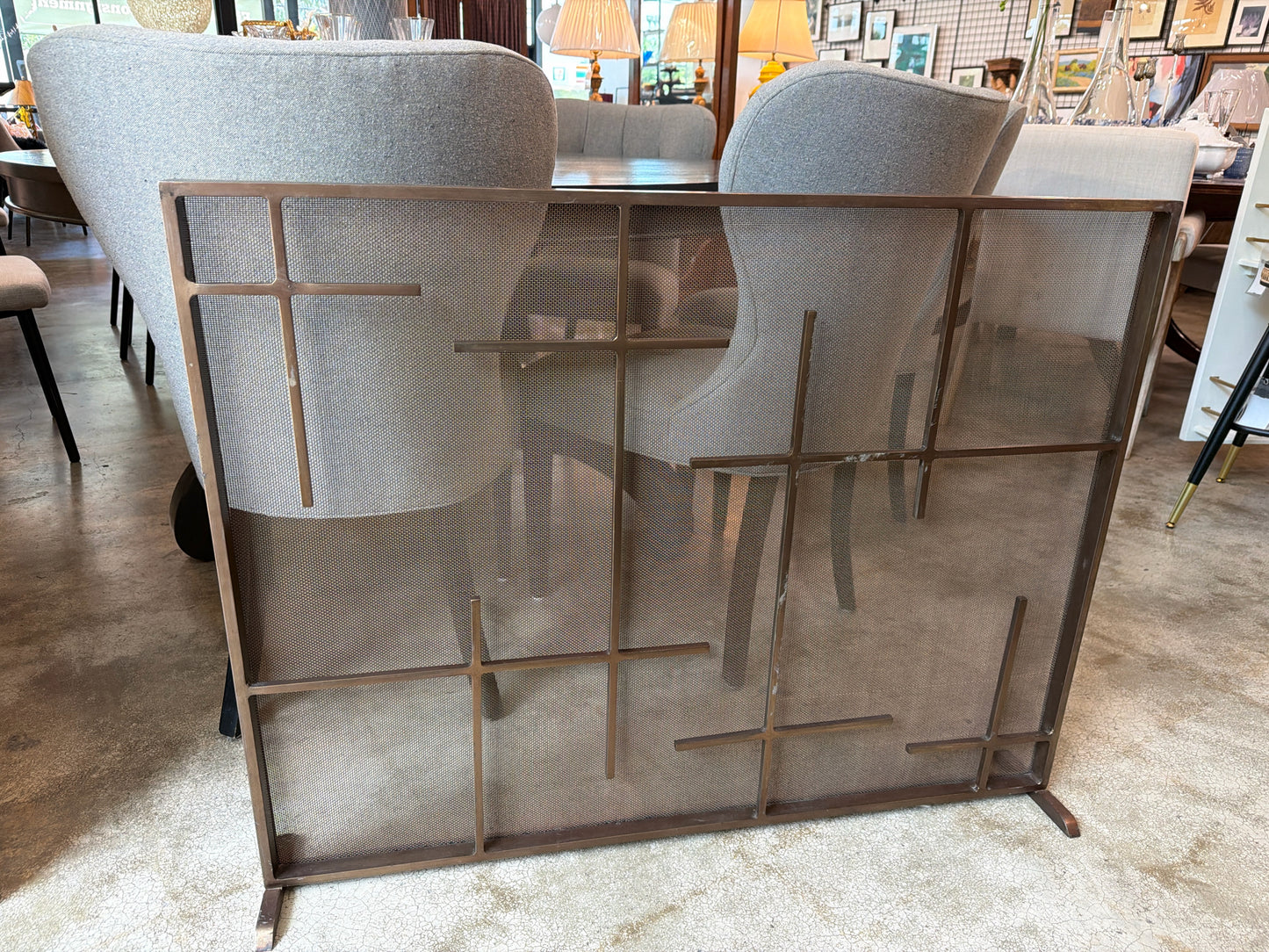 Geometric Mesh Fireplace Screen 40 x 31