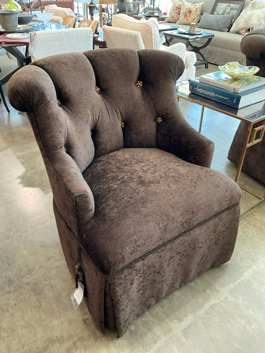 Marge Carson, Boudoir Chair Chocolate Brown - Custom Uph (Orig Retail $3999)