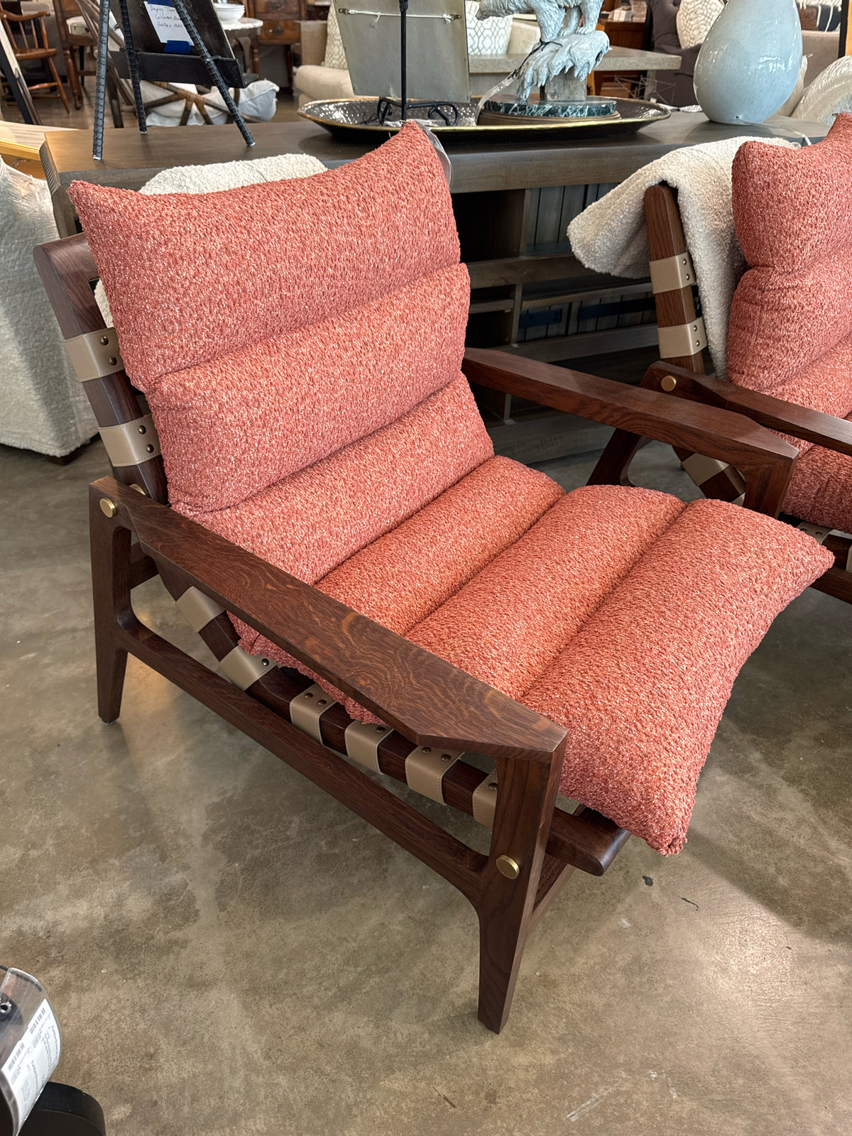 Arhaus Rourke Slingback-Style Chair w/Custom Orange/Cream Covers