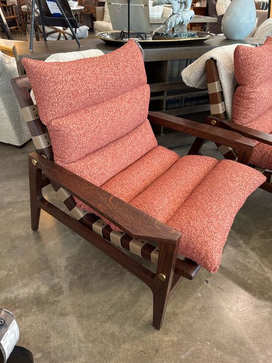Arhaus Rourke Slingback-Style Chair w/Custom Orange/Cream Covers