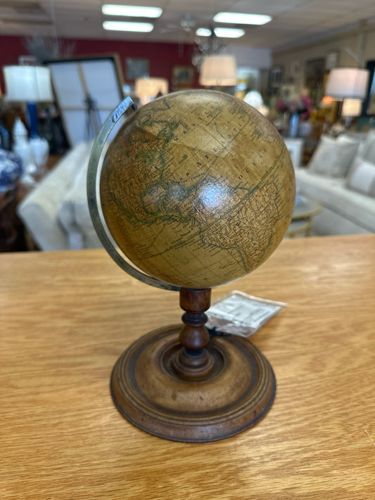 British Smith's Terrestrial Mini Globe on Wood Base Late 1800's