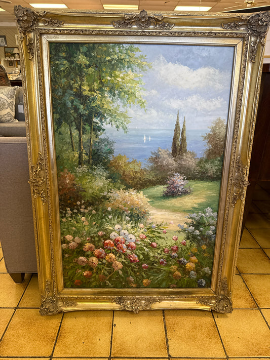 Landscape of Flowers/Water in Silver Frame 31 x 43.5