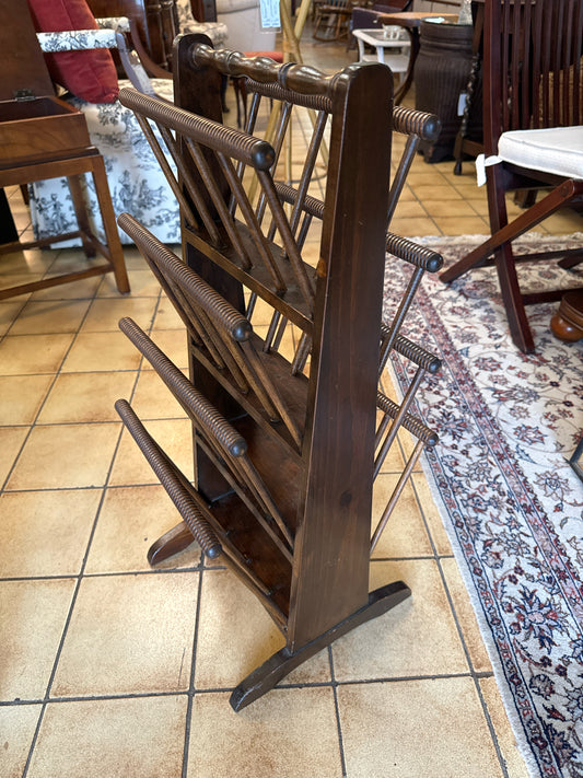 Vintage Wood Book Rack w/ Spindle Sections