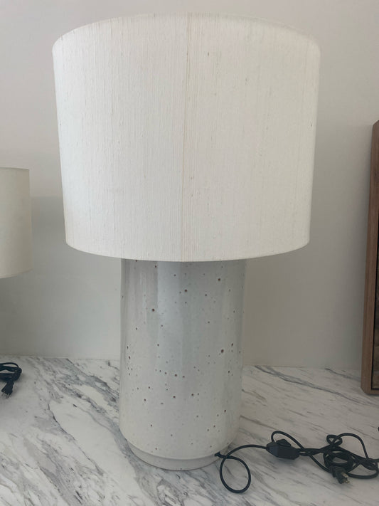 CB2 'Rosalind' Ceramic Lamp Cream/ w/ Speckled Brown and White Shade