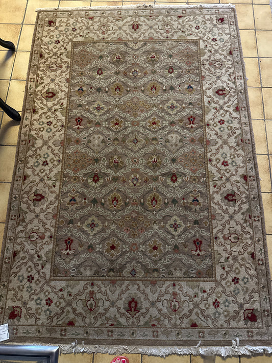 Handmade 100% Wool Oushak Kalatay Rug Taupe/ Black/ Olive (6' x 50")