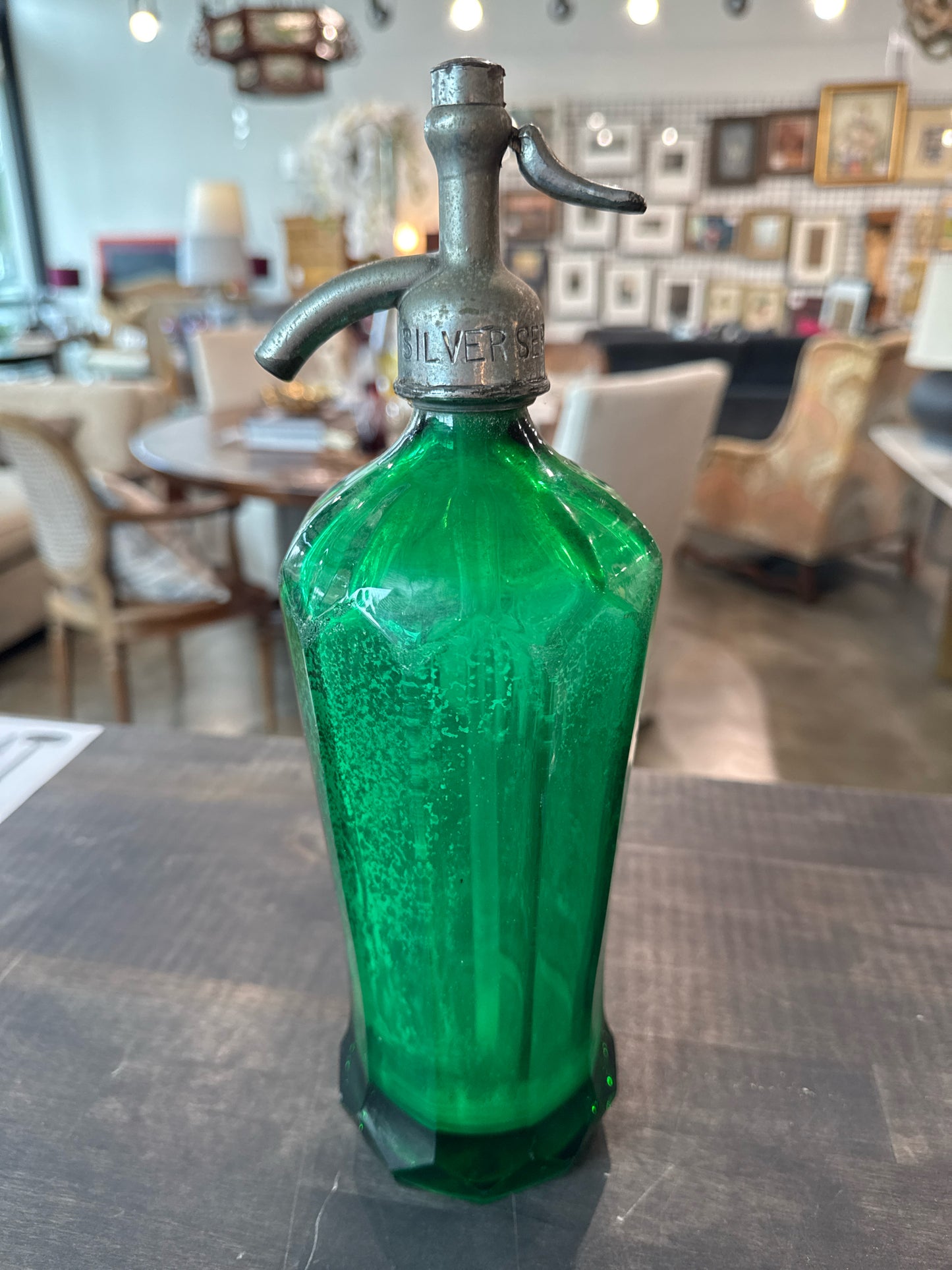 Antique Green Star Selzer Bottle