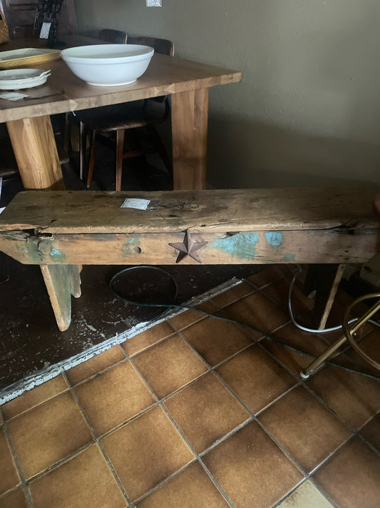 Rustic Wood Bench w/Star
