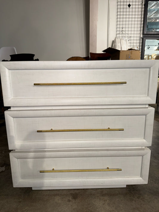 PAIR Stanley White 3-Drawer Nightstands w/Gold HW