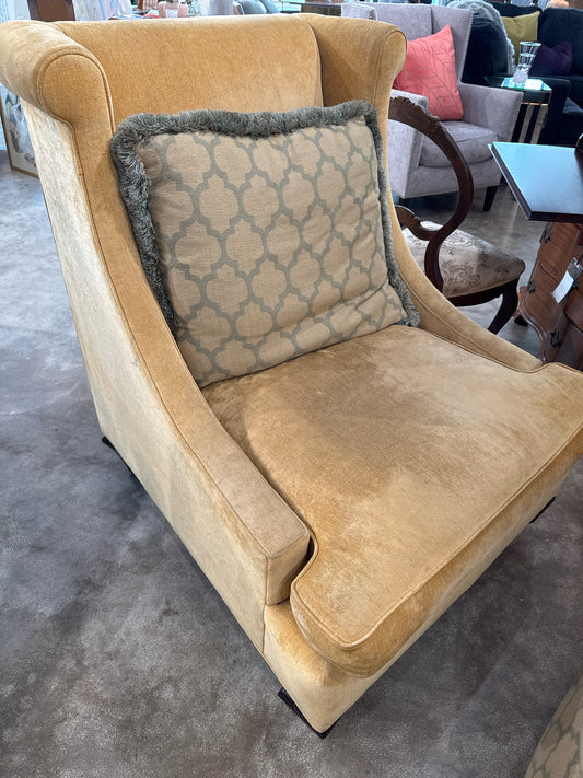 Standford Sunflower Yellow Wingback Chair with Yellow/Green Pillow