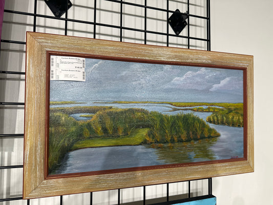 Original Oil of Texas Coastal Waterway (artist signed, 28" x 16")