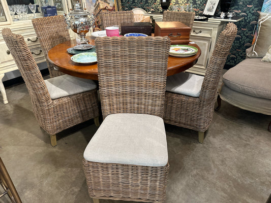 SET of 6 RH Wicker Chairs w/ Upholstery Seats