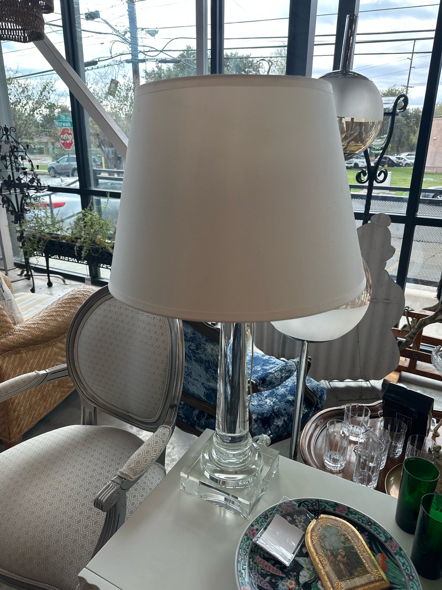 PAIR Restoration Hardware  Column Glass Lamps