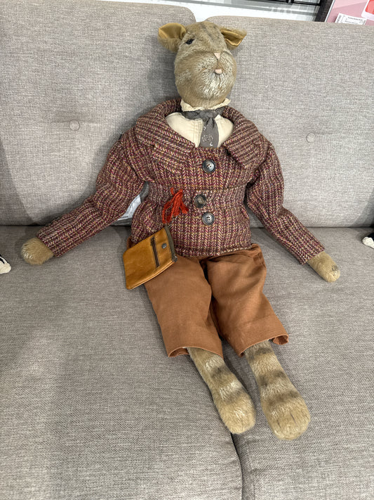 Vintage Handsome Rabbit with Leather Satchel, Hand Made in England
