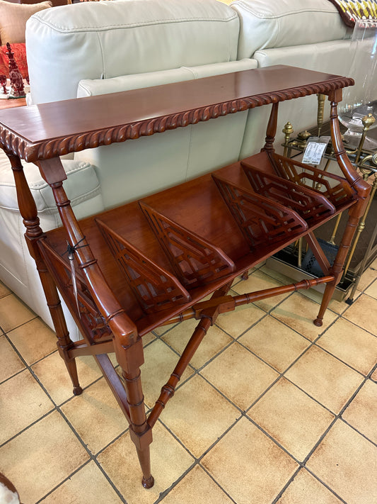 George III Style Mahogany Faux Bamboo Book Trough Side Table