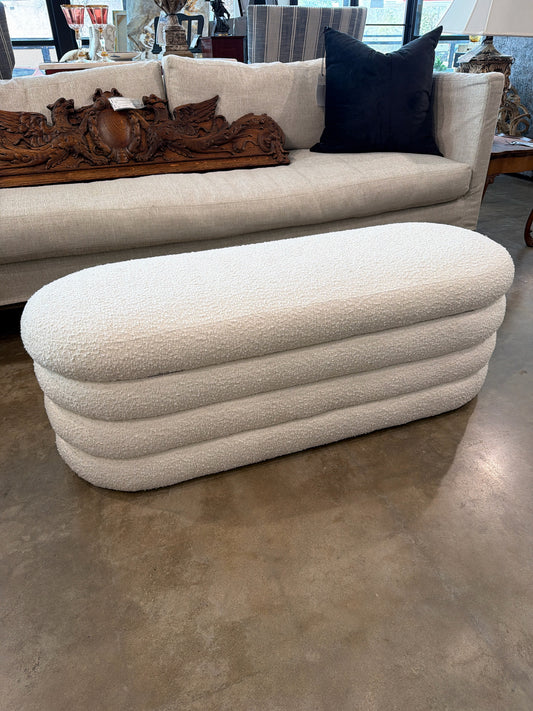 17D x 48W White Boucle Storage Bench